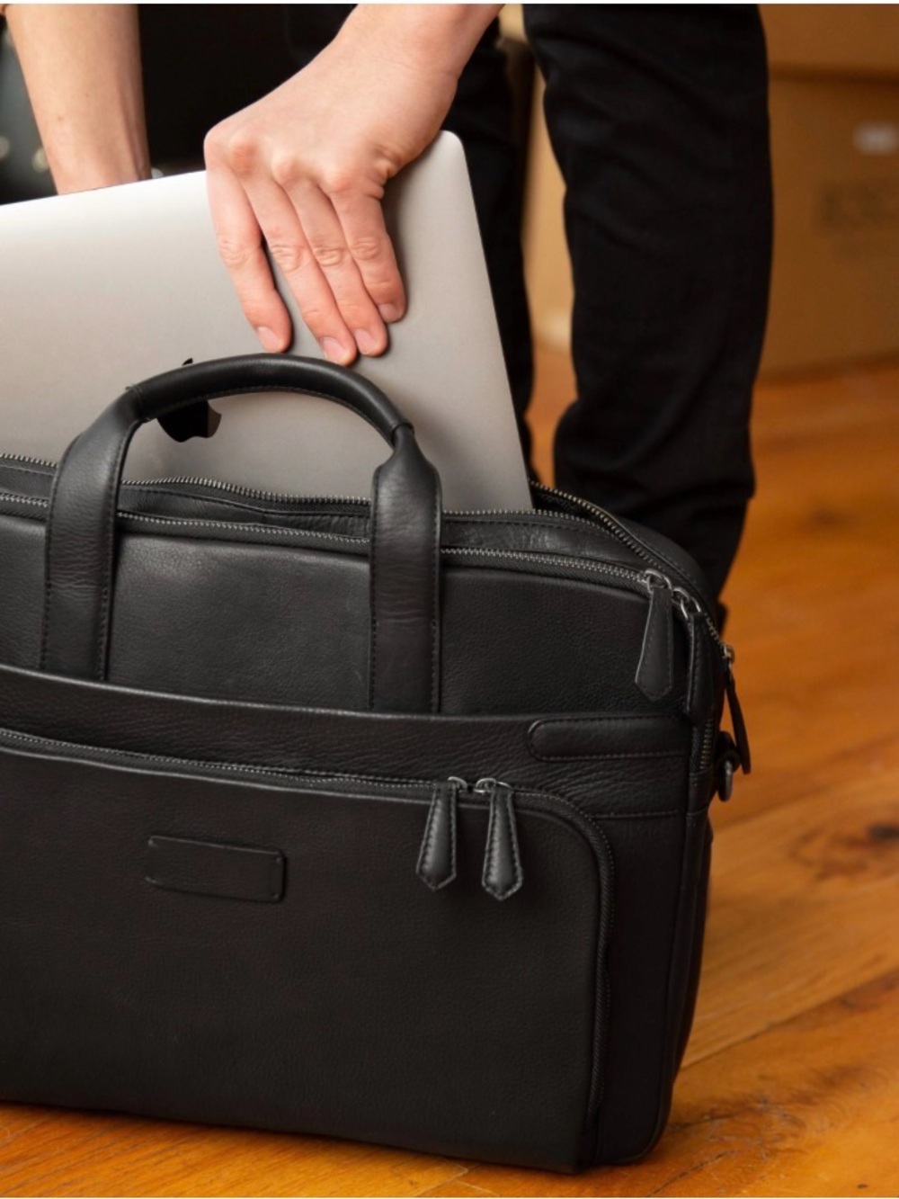 Bosca Napa Soft Leather Computer Laptop Double Zip Brief Bag